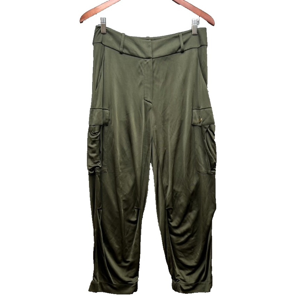 Alexander Vauthier Cargo Pants Womens 38 US 6 Green‎ Satin Utility Streetwear